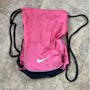 Nike Drawstring Backpack, Coral Black Nike logo Swish